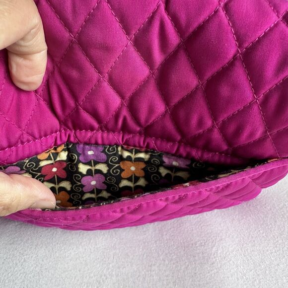 VERA BRADLEY Medium Flap Crossbody Messenger Bag Fuchsia Vivid Pink Quilted Poly - Picture 4 of 9